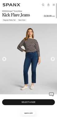 Spanx Petite Cropped Kick Flare Jeans in Vintage Indigo